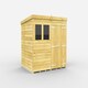 image 1 of 8 x 6 Feet Pent Shed - Double Door With Windows - Wood - L178 x W243 x H201 cm Brown