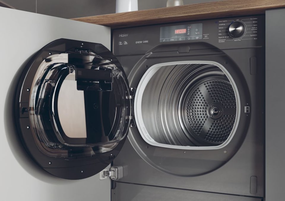 image 1 of Haier HDB4 H7A2TBERX80 Series 6 Integrated Heat Pump Dryer, 7kg, Grey, A++ Rated