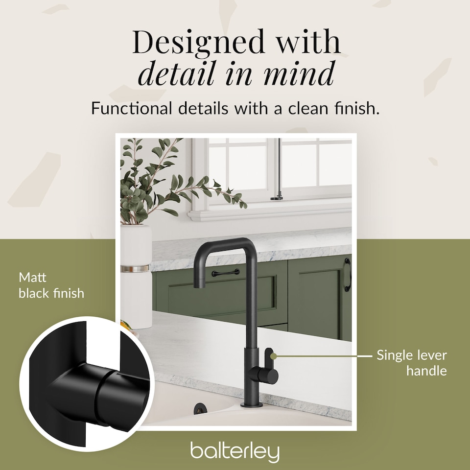 image 1 of Kuma Kitchen Mono Mixer Tap Single Lever Matt Black 361mm | Black | Matt Black | 1