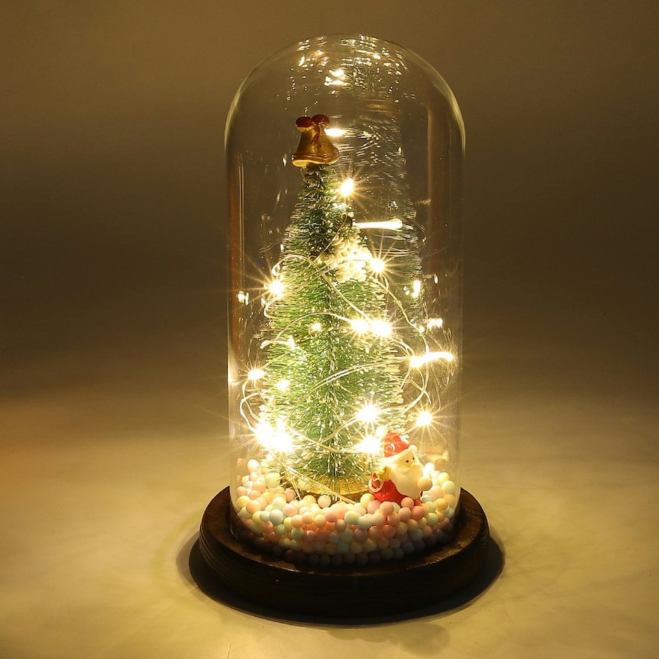image 1 of Living and Home LED Glass Dome Christmas Tree Santa Claus for Decor
