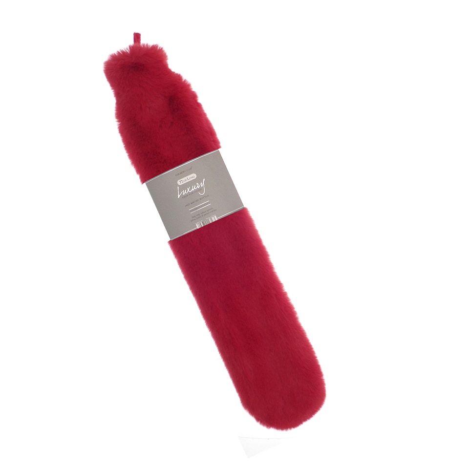 image 1 of Ribbon Super Luxury Long Faux Fur Hot Water Bottle And Cover | Red | Scarlet Red | One Size | 1