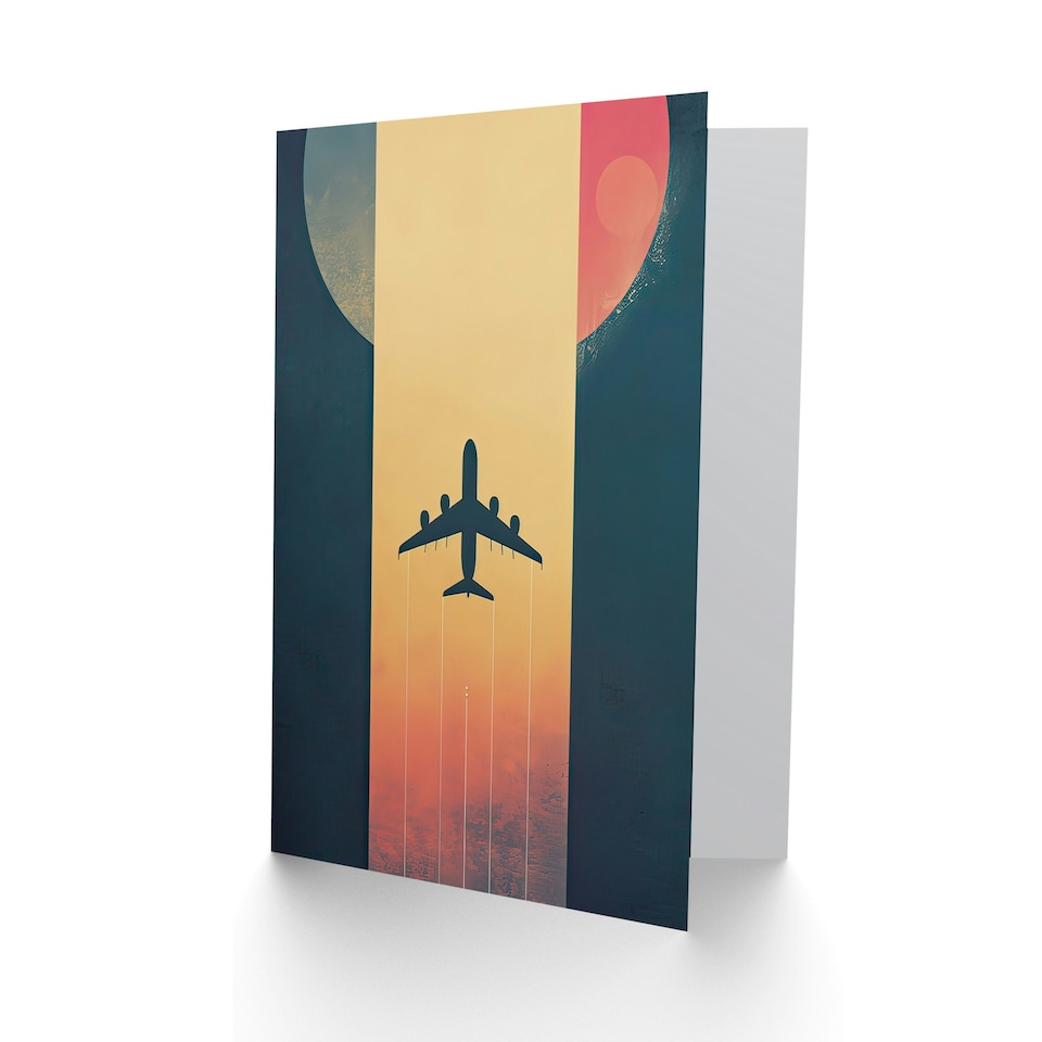 image 1 of Retro Futurism Travel Fly Planet Aeroplane Him Her Birthday Card