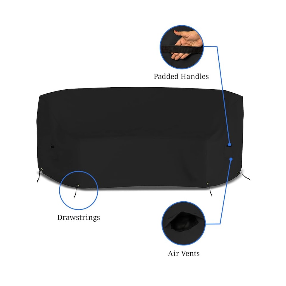 image 1 of Covers&All Curved Outdoor Couch Cover, 1000D Waterproof, UV-Resistant Patio Furniture Cover, 90 in L x 34 in W x 32 in H x 46 in FL, Black