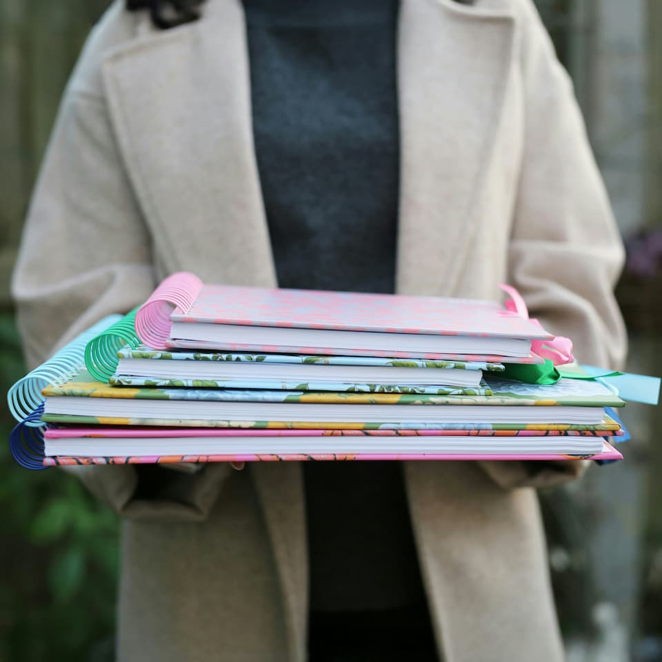 image 1 of RHS Wiro Bound Hardback Scrapbook, 40 Pages, White Paper, Multicoloured, 12" x 12"