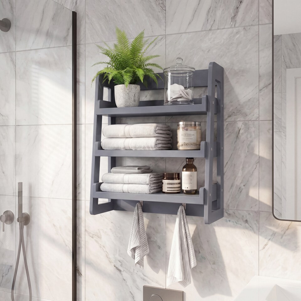 image 1 of Vida Designs Hayle Small Bathroom Hanging Rack - Grey