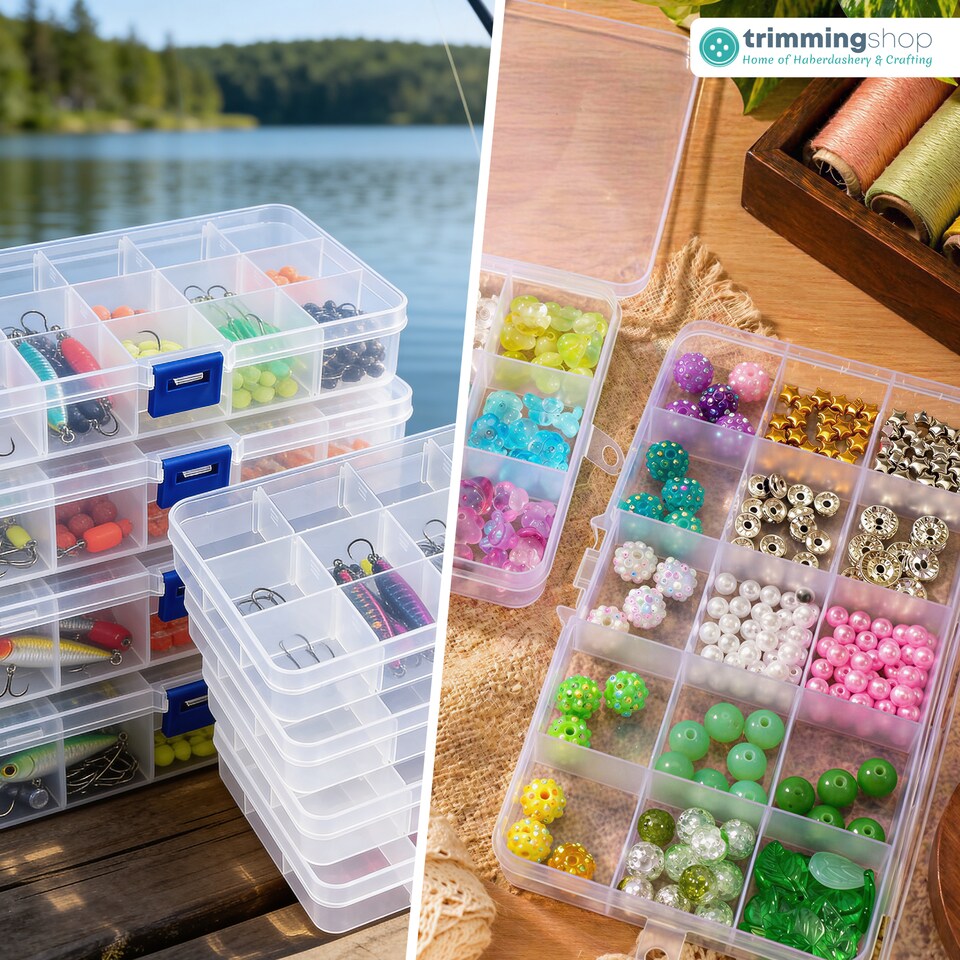 image 1 of 15 Compartment Storage Box with Pink Lock - 173 x 100 x 22mm