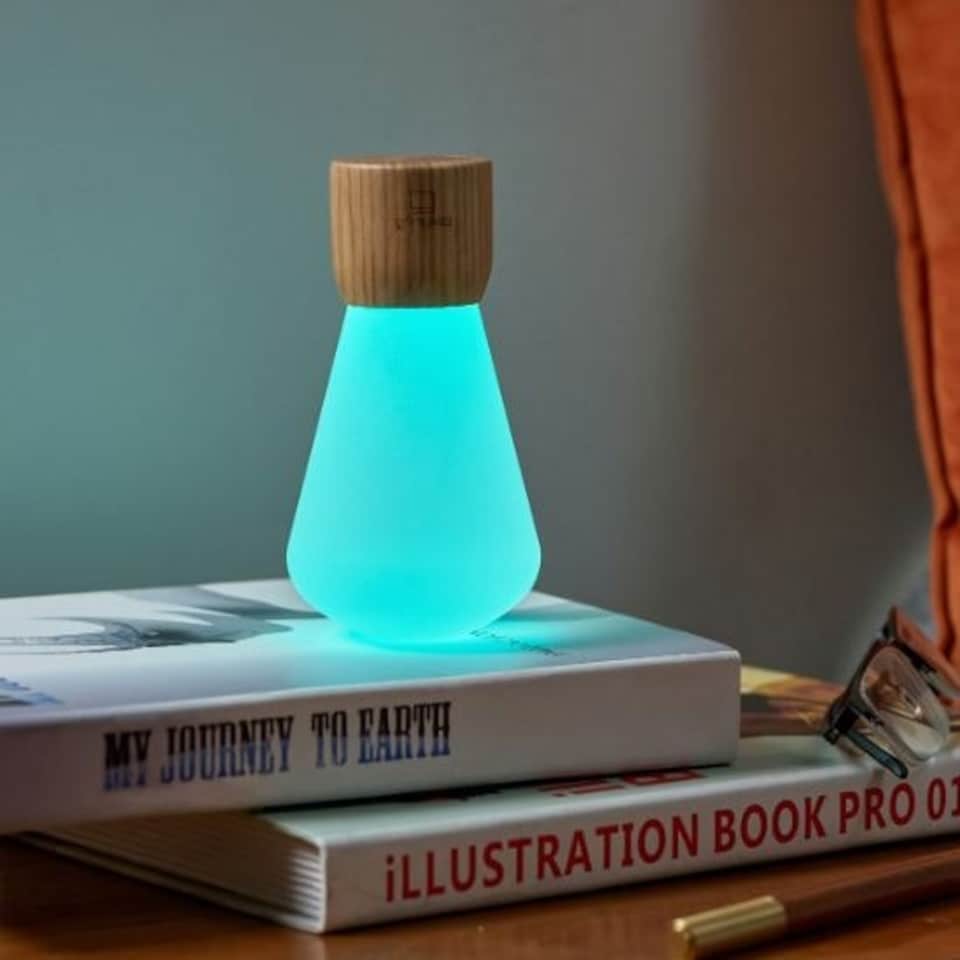 image 1 of Gingko Mini Pentagon Desk Bulb Light in Natural Wood N/A | White Ash