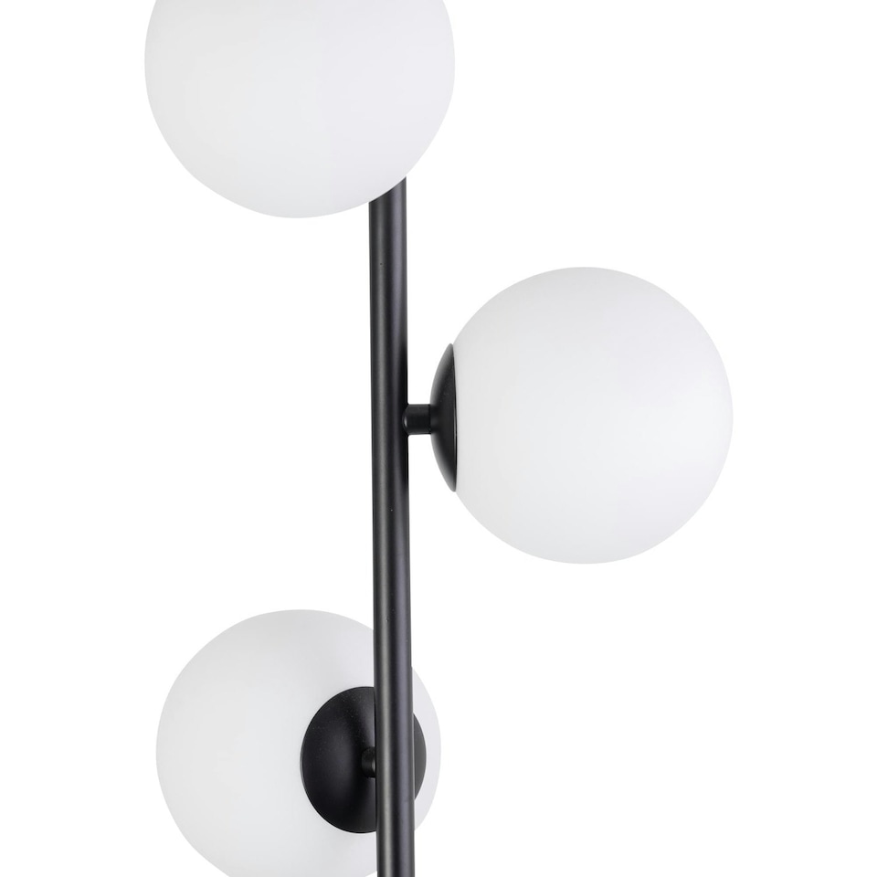 image 1 of First Choice Lighting Pair of Black Floor Lamp with Opal Globe Shades Black