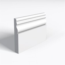 Pack of 20 (Total 20 Units) - Moisture Resistant MDF Primed Kings Skirting Board & Rebate - 25mm (T) x 144mm (H) x 3050mm (L)
