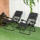 image 2 of Outsunny Foldable Garden Recliner Chair Set of 2 w/ Footstool & Headrest, Black