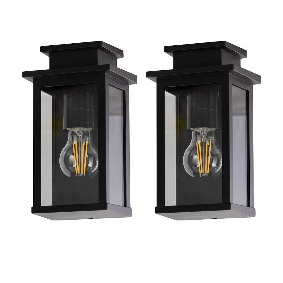 image 1 of Set of 2 Cotswold - Black Traditional Flush Outdoor Wall Lights