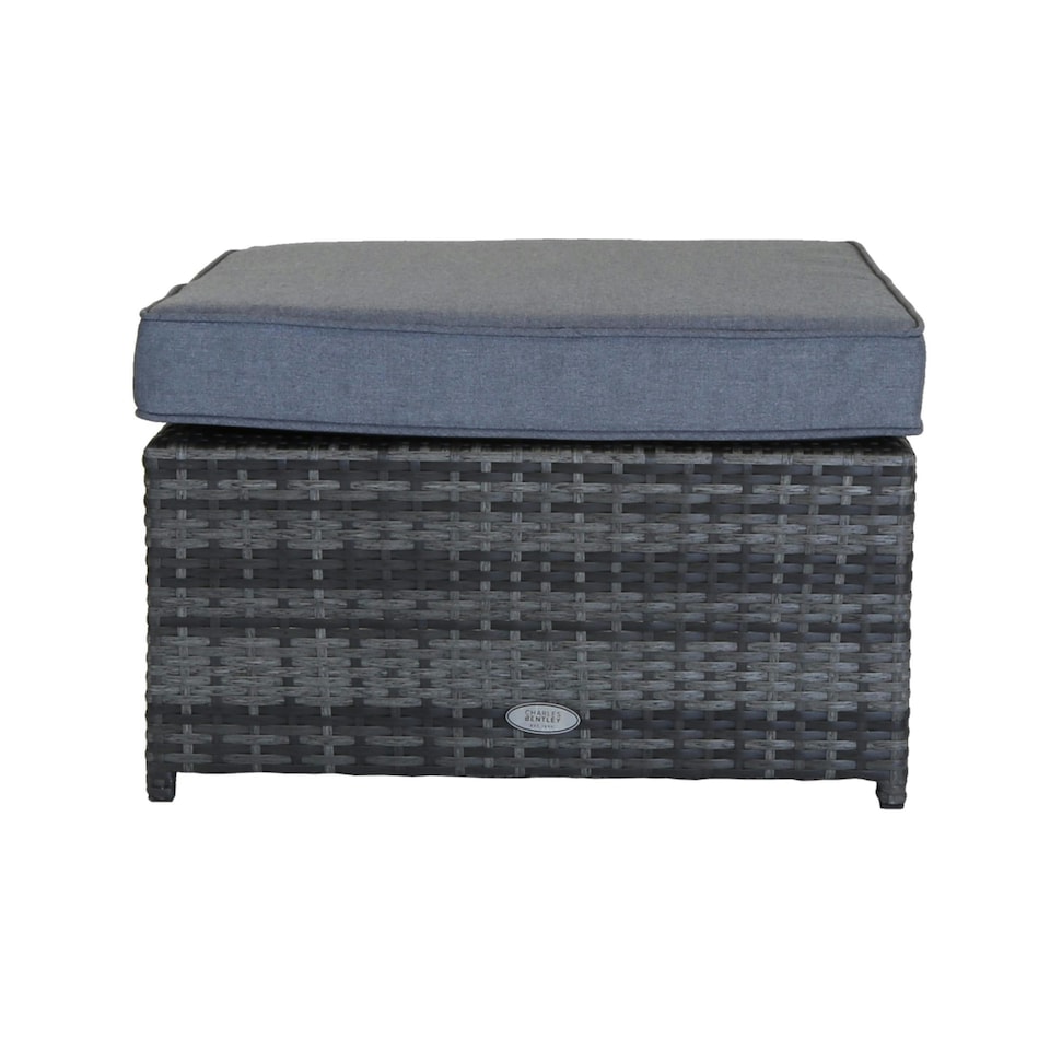 image 1 of Charles Bentley L-Shaped 3 Seater Outdoor Rattan Furniture Lounge Set Grey