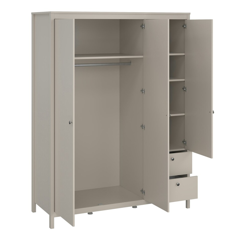 image 1 of Madrid Wardrobe with 2 Doors + 1 Mirror Door + 2 Drawers in Cashmere Cream