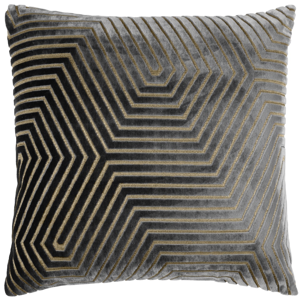 image 1 of Paoletti Evoke Cut Velvet Cushion | Grey | Charcoal | 45 x 45cm | 1