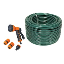 Faithfull Pvc Garden Hose With Fittings & Spray Gun - Multi Colour - 50m | Multi