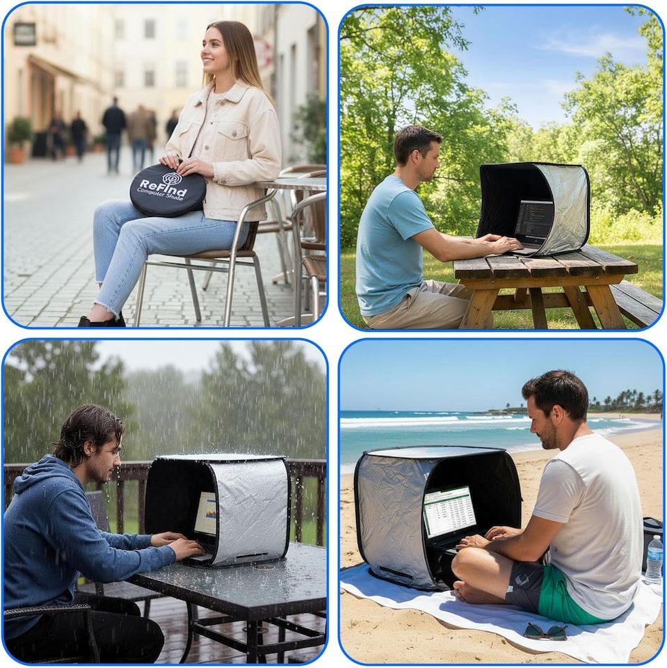 image 1 of Computer Shade for Portable Anti-Glare Protection Laptop Hood