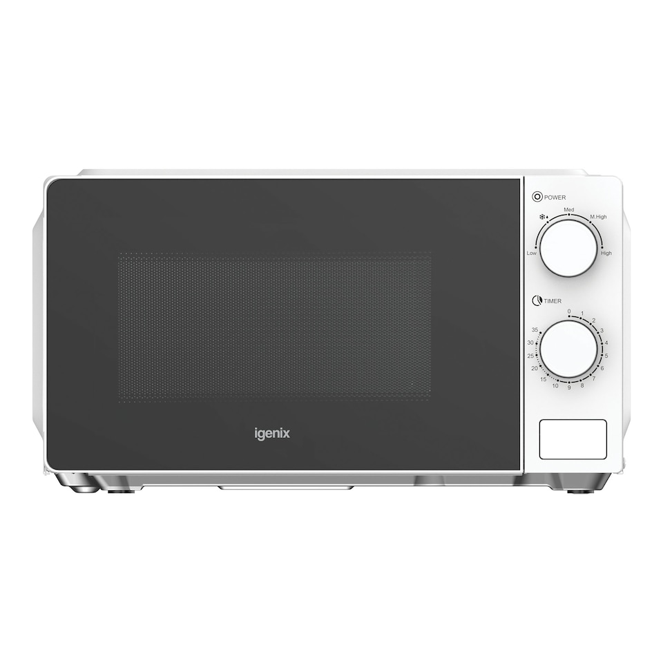 image 1 of Manual Microwave, 700 W, 20 Litre, 35 Minute Timer, White, Igenix IGMS02071W