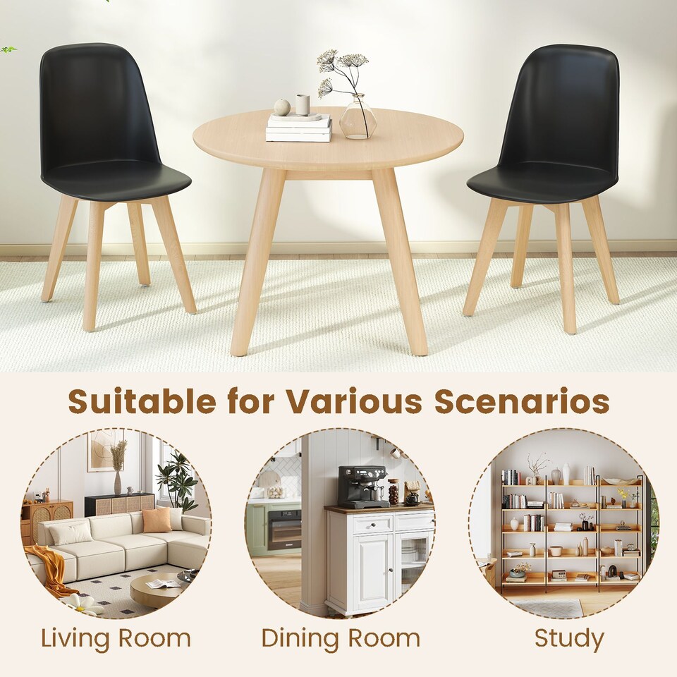 image 1 of COSTWAY Modern Dining Chairs Set of 2 Armless Kitchen Chairs-Black