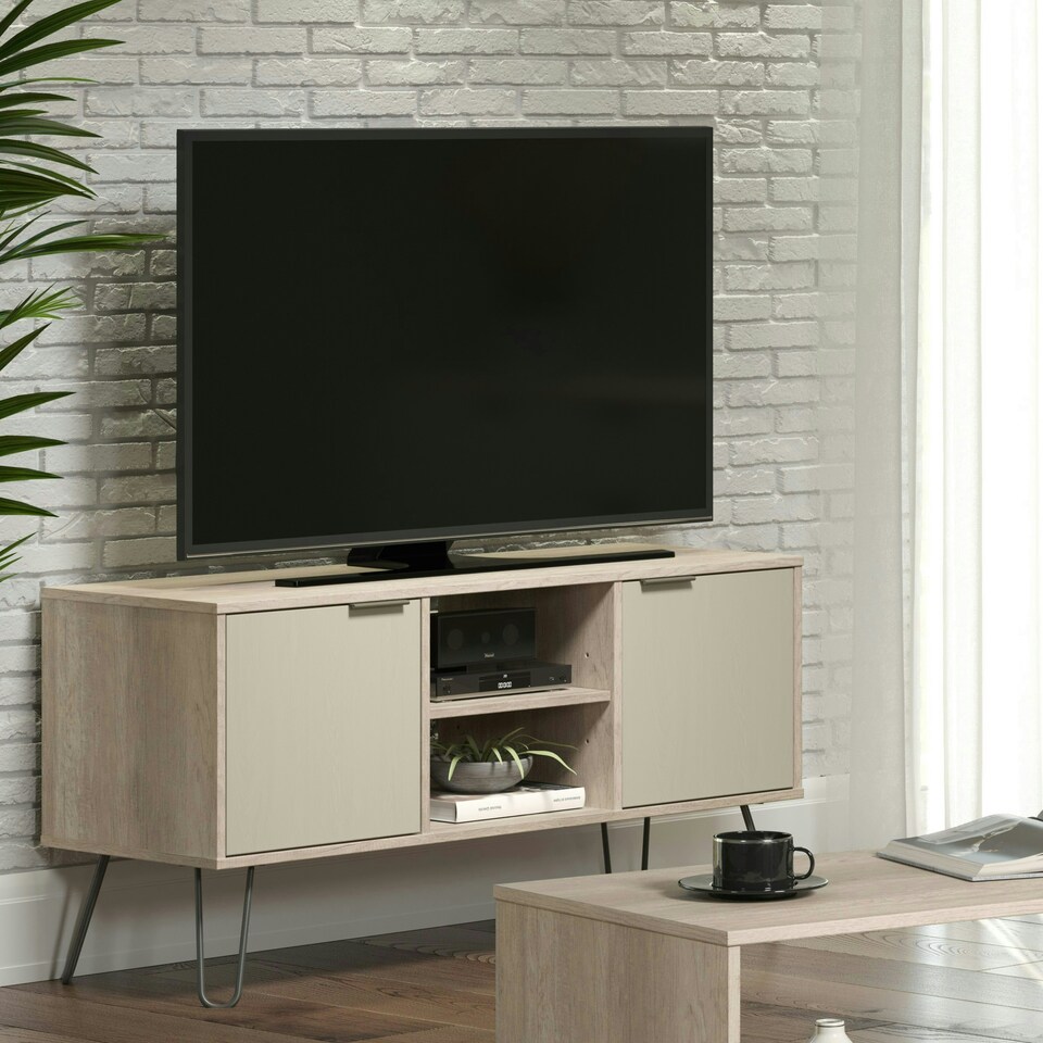 image 1 of Core Products Augusta Driftwood 2 Door Wide Screen TV Unit H57.0cm x W114.5cm x D39.5cm Cream