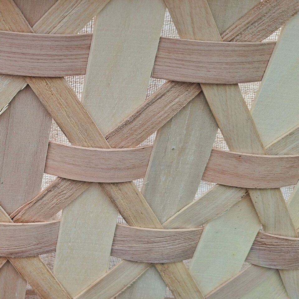 image 1 of Rope Handle Wooden Weave Lined Storage Basket