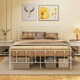 image 1 of HOMCOM 4ft6 Metal Double Platform Bed Frame w/ Underbed Storage White