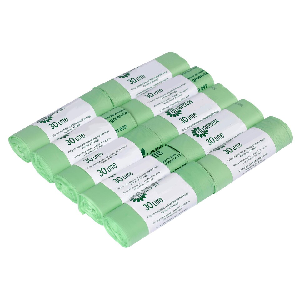 image 1 of All-Green 30 Litre Compostable Food Waste Bin Liners - 10 Rolls