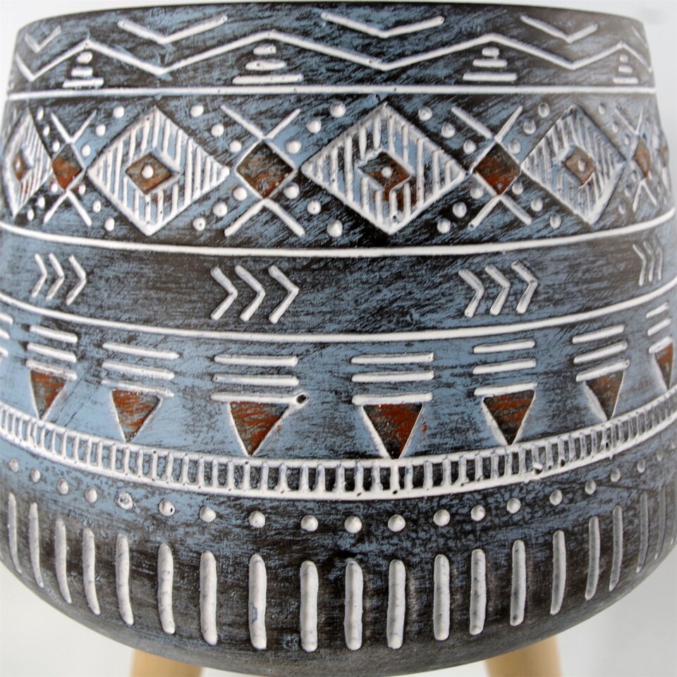 image 1 of 44cm x 26cm  Aztec Blue Composite  Large Planter | Blue