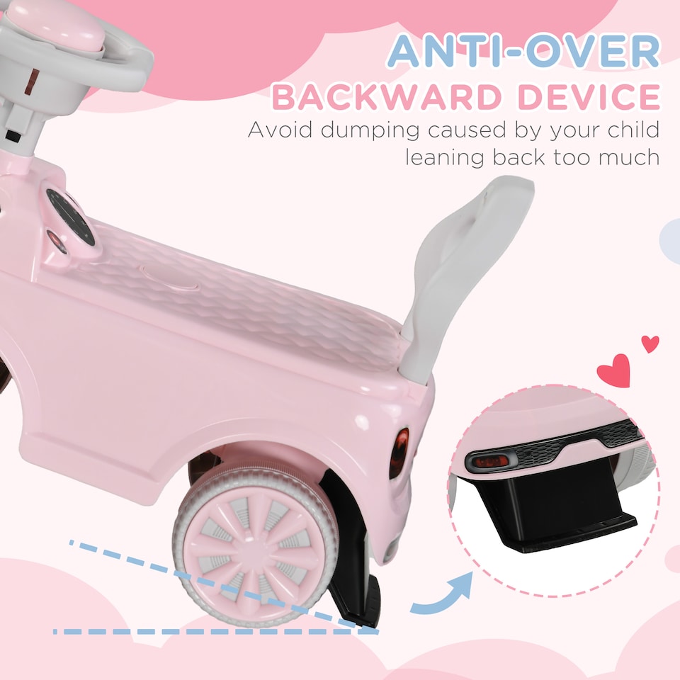 image 1 of AIYAPLAY Ride On Car Foot To Floor Sliding Car Push Along Car with Air Horn, Anti-Over-Backwards Design, for Toddler from 18 to 36 Months - Pink