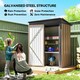 image 3 of Outsunny Steel Garden Shed, Small Lean-to Shed for Bike, 5x3 ft Brown | Multi | 161cm x 95cm x 181cm | 1