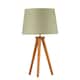 image 2 of Set of 2 Dark Oak Table Lamp or Bedside Lights with Sage Green Shades | Brown | Green | Large | 2