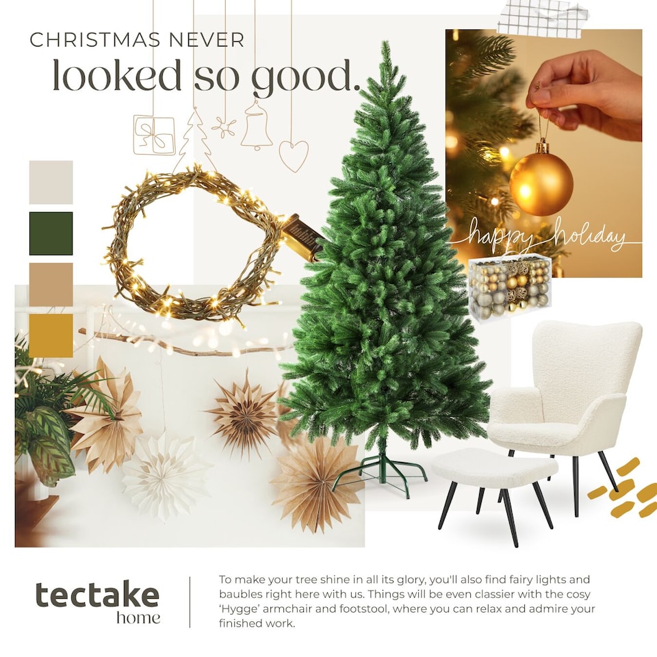 image 1 of Christmas Tree - artificial Christmas tree with injection-moulded needles and bendable branches | Green | green | 1