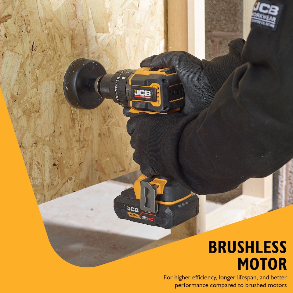 image 1 of JCB Pro Cordless Combi Drill Electric Screwdriver 75Nm, Brushless, 2-Speed, 23+3 Positions & 13mm Keyless Chuck