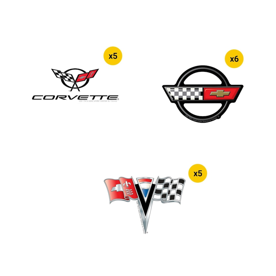 image 1 of Chevrolet Corvette Deluxe Logo Stickers (Pack of 50) - Multicoloured - One Size