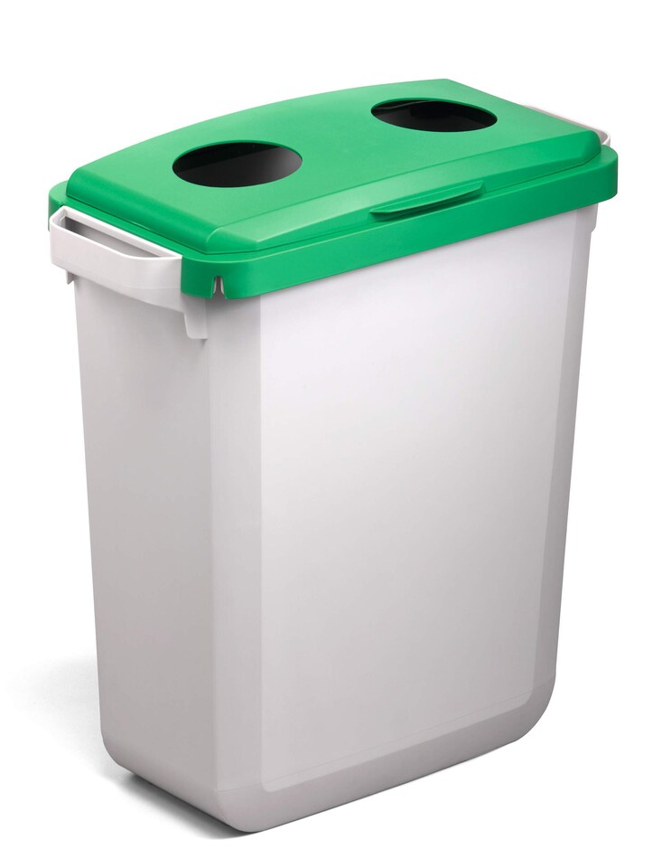 image 1 of Durable 60L Hinged Bin Lid ECO Green | Two Holes for Cans/Bottles | DURABIN | Green
