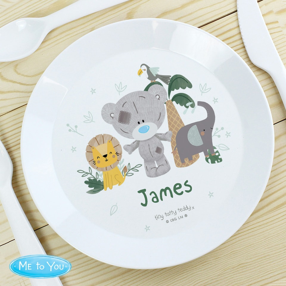 image 1 of Personalised Tiny Tatty Teddy Jungle Animals Plate
