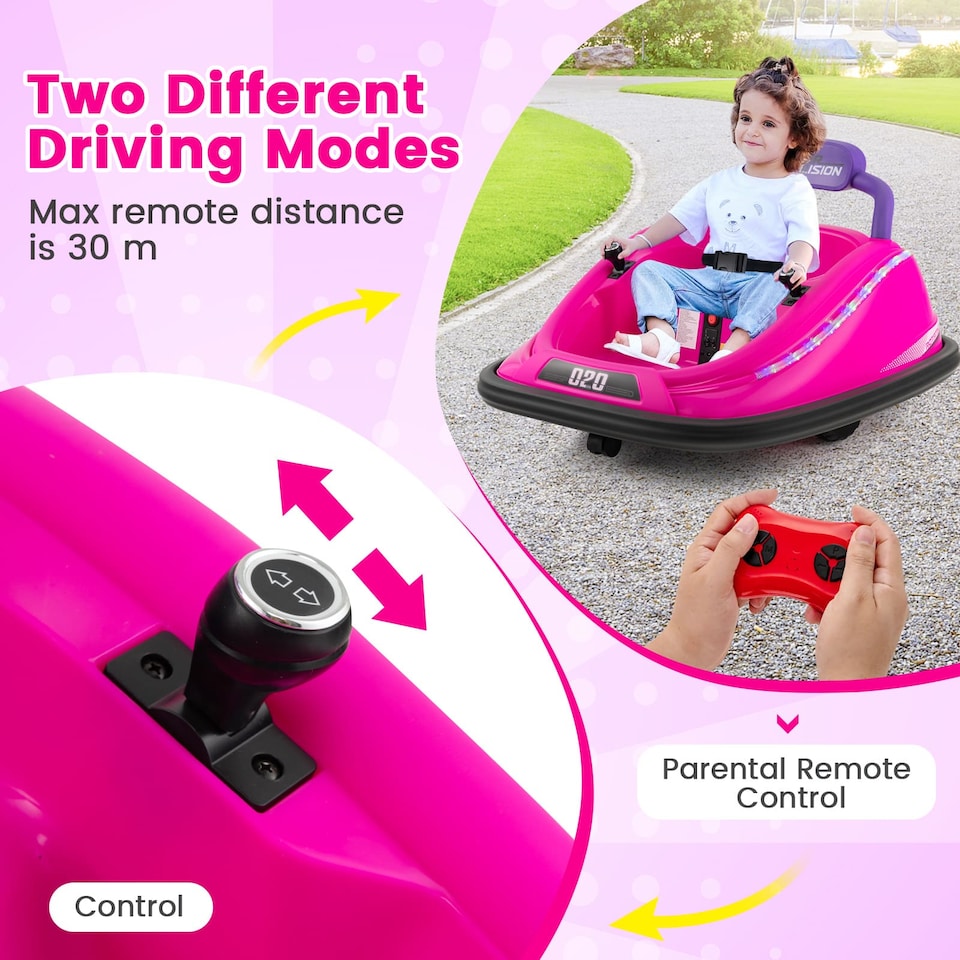 image 1 of COSTWAY Kids Ride-On Bumper Car 12V Electric Car Pink