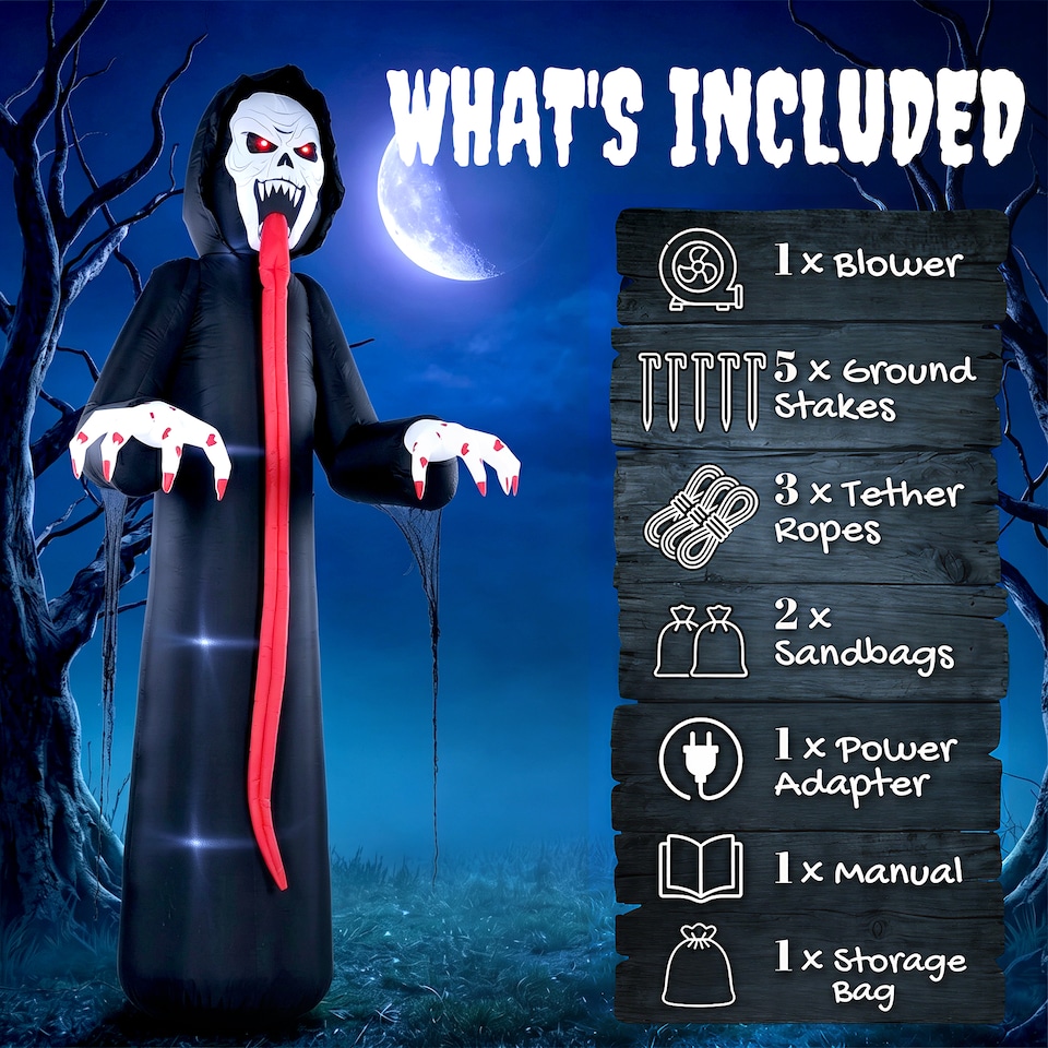 image 1 of Outsunny 10 FT Halloween Inflatable Skeleton with Built-in LED Lights