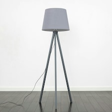 ValueLights Modern Grey Wood Tripod Design Floor Lamp With Grey Shade