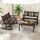 image 5 of COSTWAY Patio Rocking Bench Double Rocker Loveseat Brown