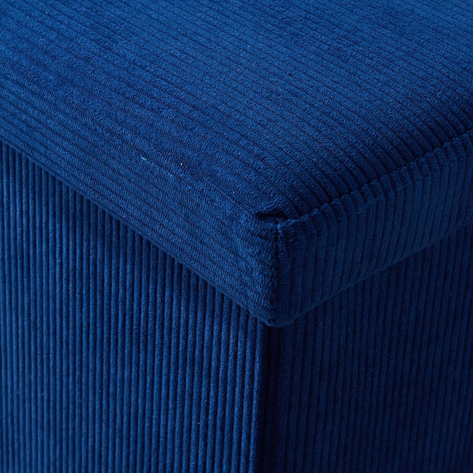 image 1 of Ottoman Storage Chest Folding Corduroy Fabric Solid Storage Box | Blue | Blue