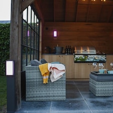 CGC MARLA Dark Grey RGB Rectangular LED Post Light | Grey | Dark Grey | Height: 75 cm, Width: 11 cm, Depth: 9.3 cm