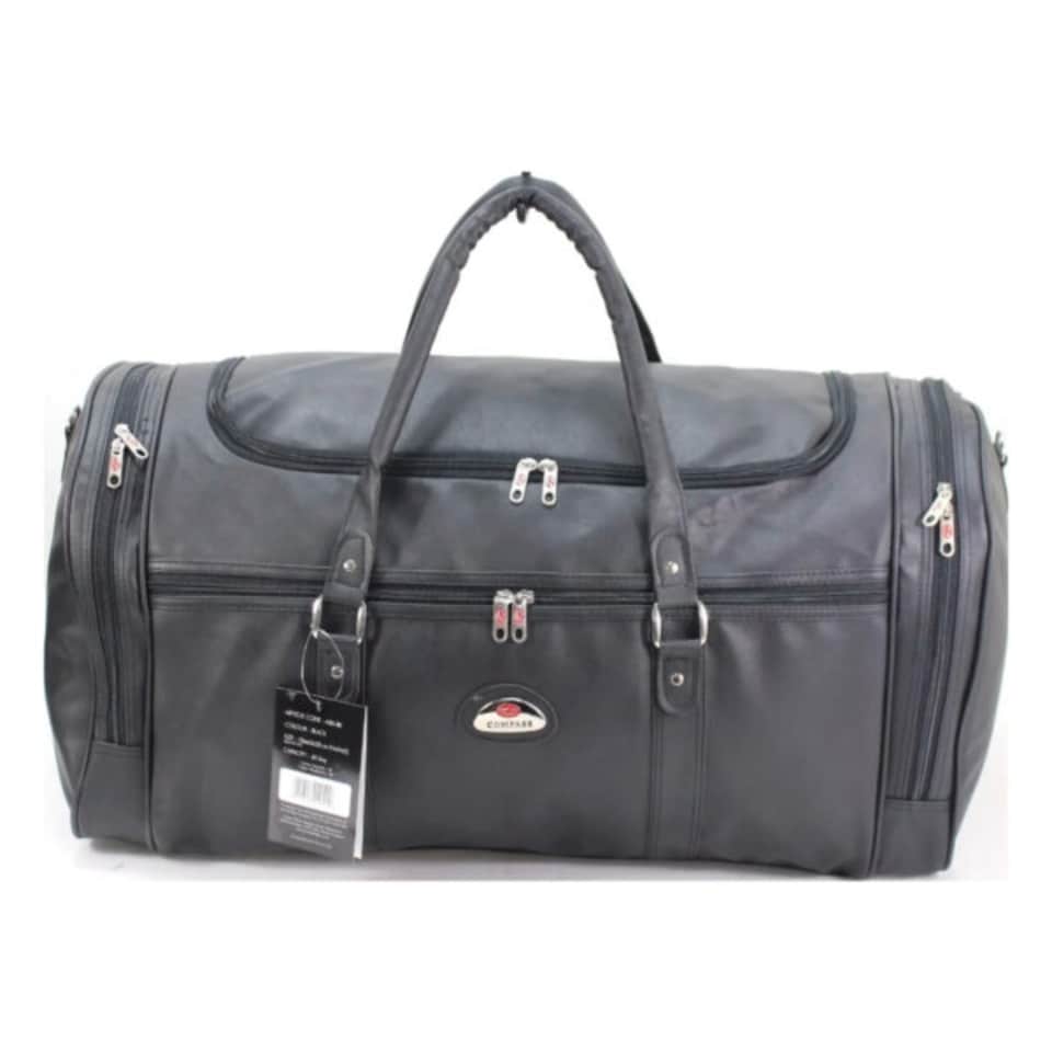 image 1 of 24" Large Faux Leather Holdall Luggage Stylish Weekend Duffel Cabin Travel Gym Bag - 65L