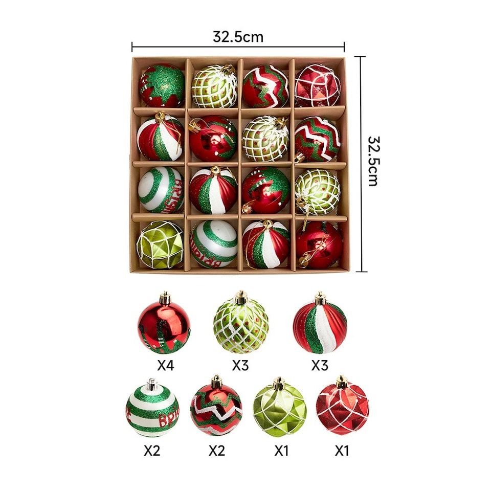 image 1 of Living and Home 16Pcs Christmas Hanging Ball Decorations