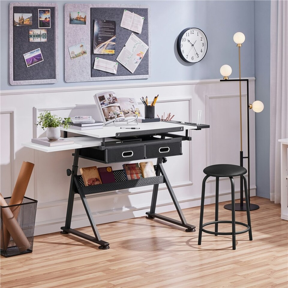 image 1 of Yaheetech Drawing Table & Stool Set