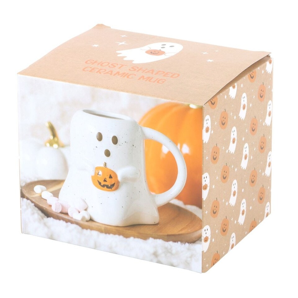 image 1 of Ceramic Ghost Mug With Pumpkin