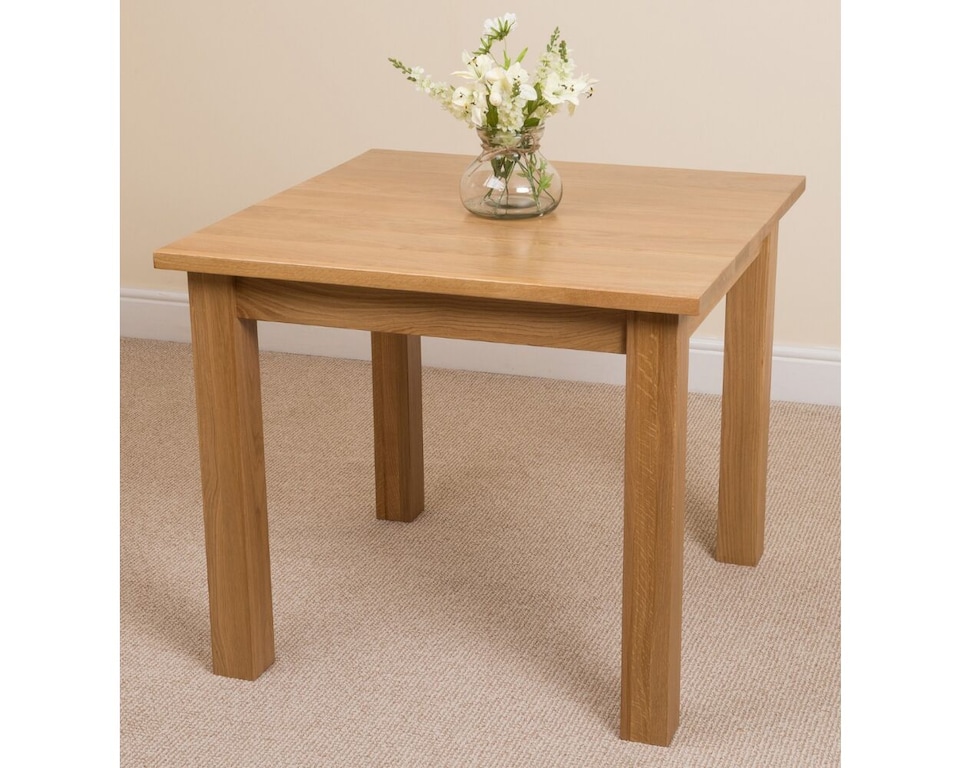 image 1 of Oslo 90 x 90 cm Oak Small Dining Table and 4 Washington Leather Chairs | Black | Black