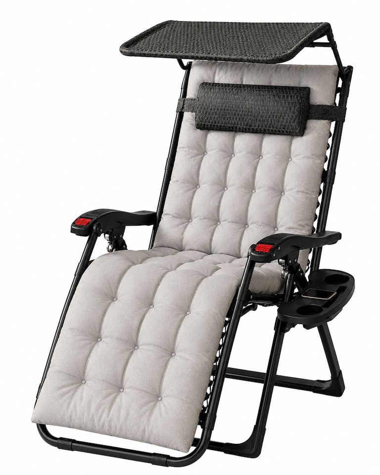 image 1 of Luxury Zero Gravity Lounge Chair With Thick Cushion and Canopy - Single Chair