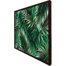 Tropical leaves on black (Picture Frame) Brown | XS