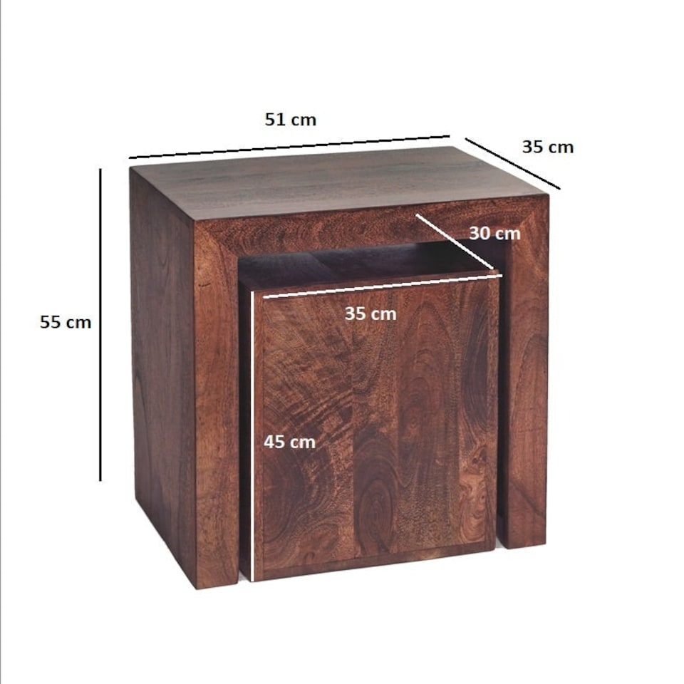 image 1 of Maxen Mango Cubed Nest of 2 Tables Brown
