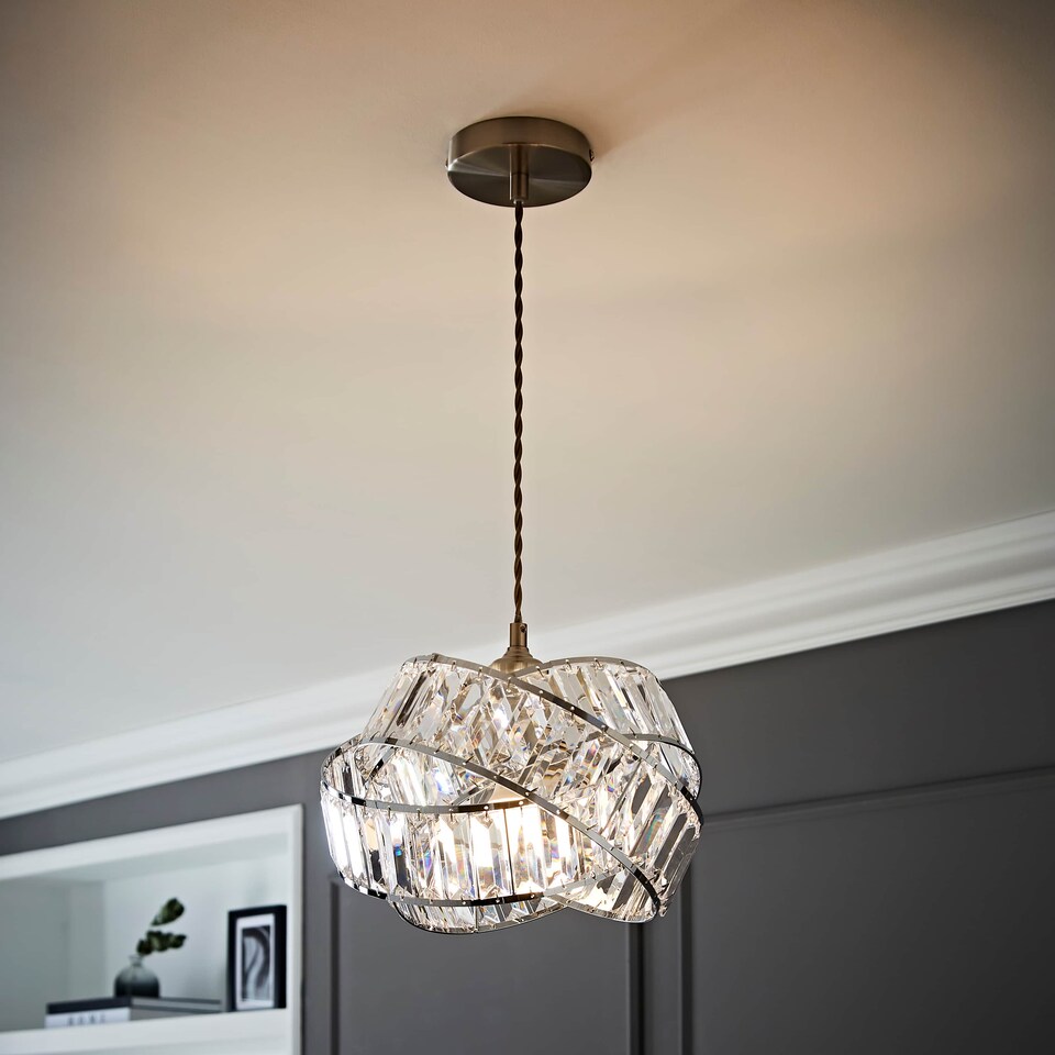 image 1 of ValueLights Hudson Silver Ceiling Pendant Shade Clear